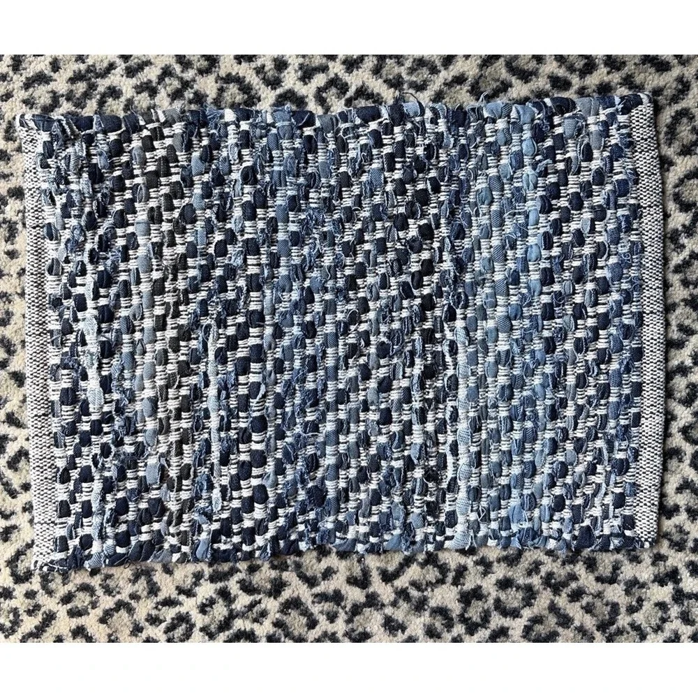 Set‎ 7 Denim Rag Weave Placemats Blue Farmhouse Rustic 18x12